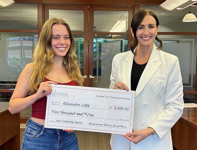 Alexandra Little with $5,000 check