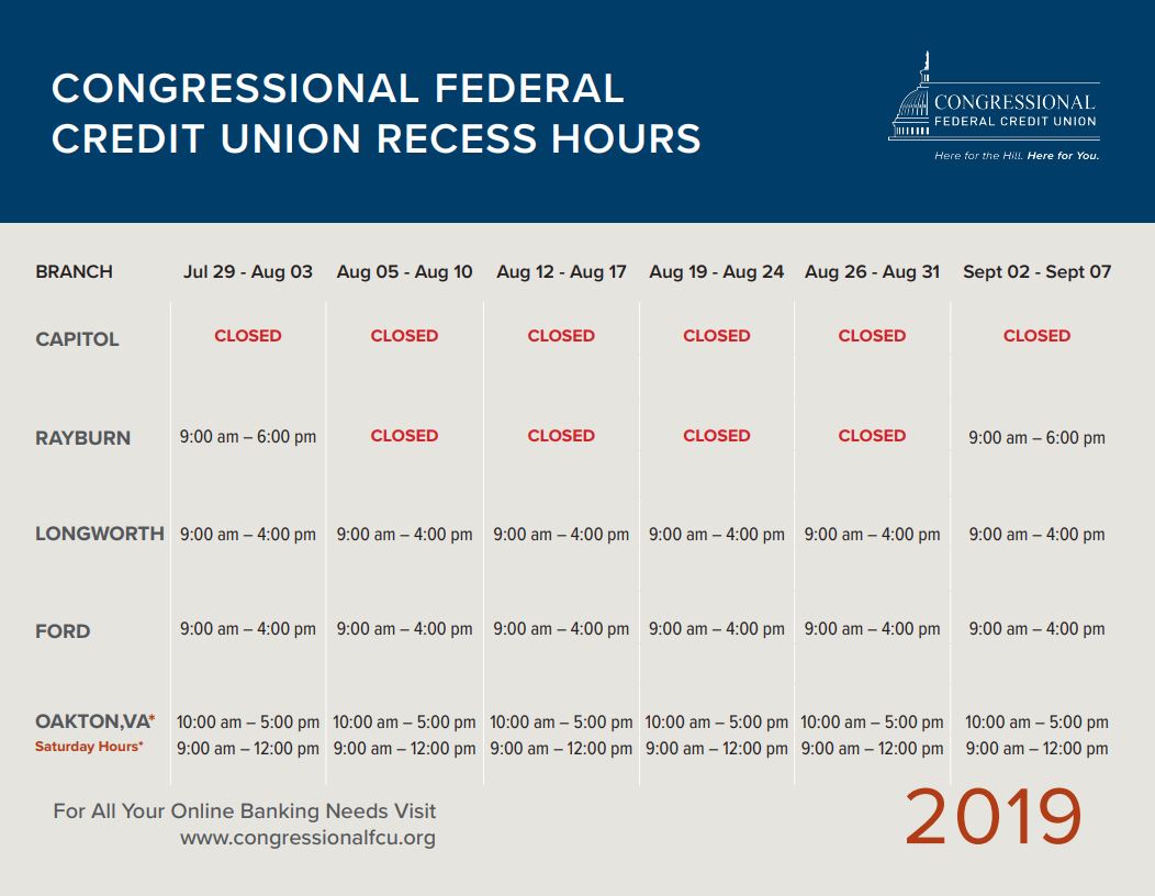 Branch schedule screencap August recess branch schedule