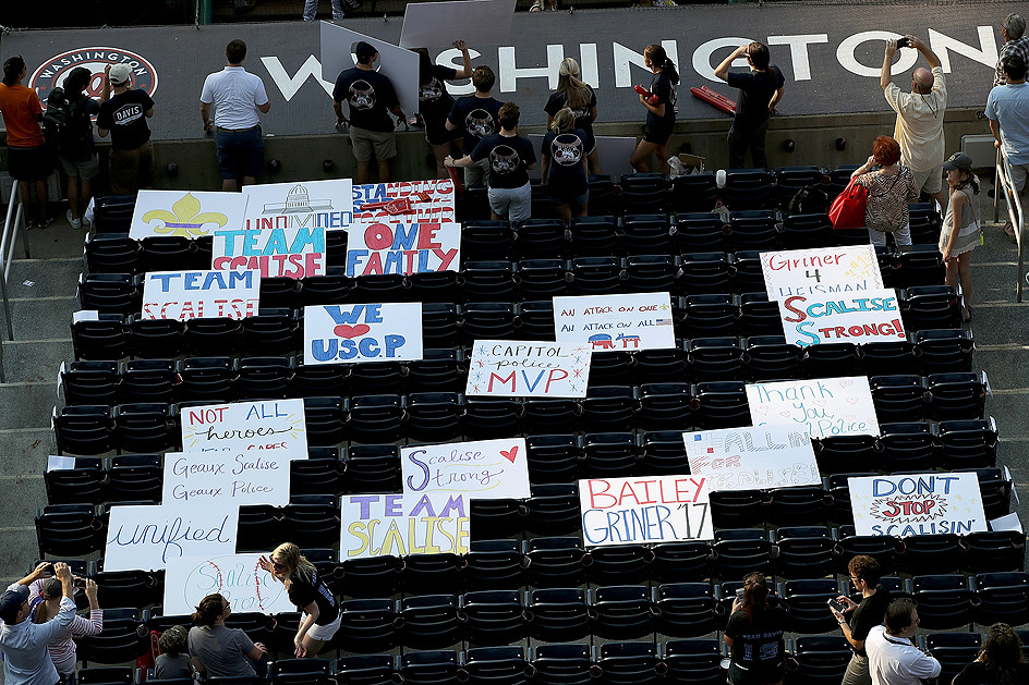 Getty photo: Crowd signs